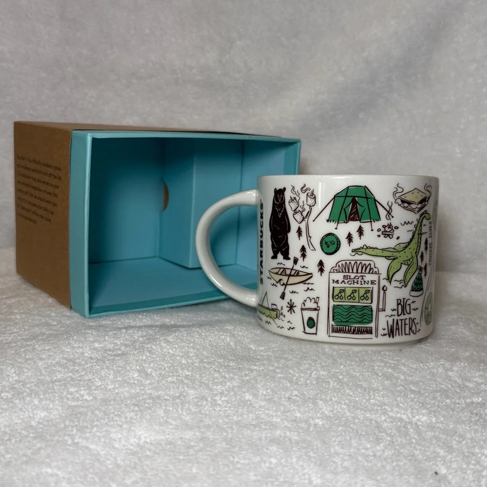 Starbucks Lake Tahoe White Ceramic Mug with Green Interior